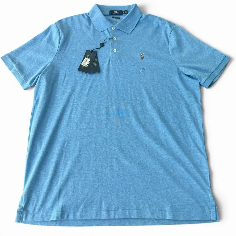 Polo Ralph Lauren Polo Shirt Men Large Blue Classic Fit Pony Logo Short Sleeve